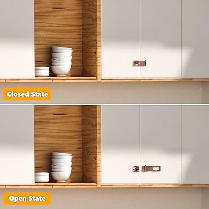 Alise Keyed Hasp Lock,4 Inch Safety Packlock Clasp Hasp Lock Latch with Lock,Door Hinge Lock with Keys Keyed Locking Hasp for Cabinets Closets Doors,Red Bronze-CubbioJoy