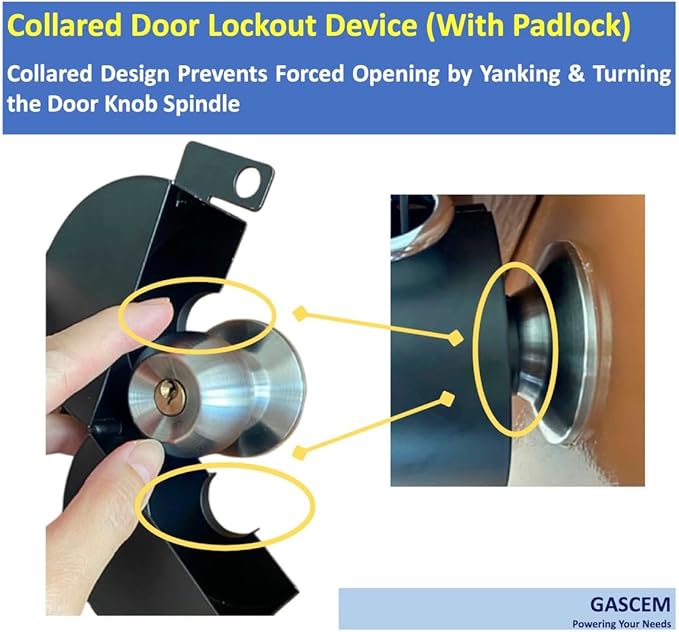 Door Knob Lockout Device. (Matt Black, 1 Padlock Included). Door Handle Lock - Prevents Doorknobs from Turning and Access to Keyhole. Childproof Door Knob Cover.-CubbioJoy