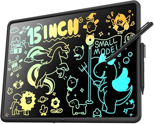 15 Inch LCD Writing Tablet for Kids, Large Kids Drawing Pad, Rechargeable Drawing Tablets, Drawing Supplies Toys Gifts for 3-8 Year Old Girls Boys, Black Drawing Board-CubbioJoy
