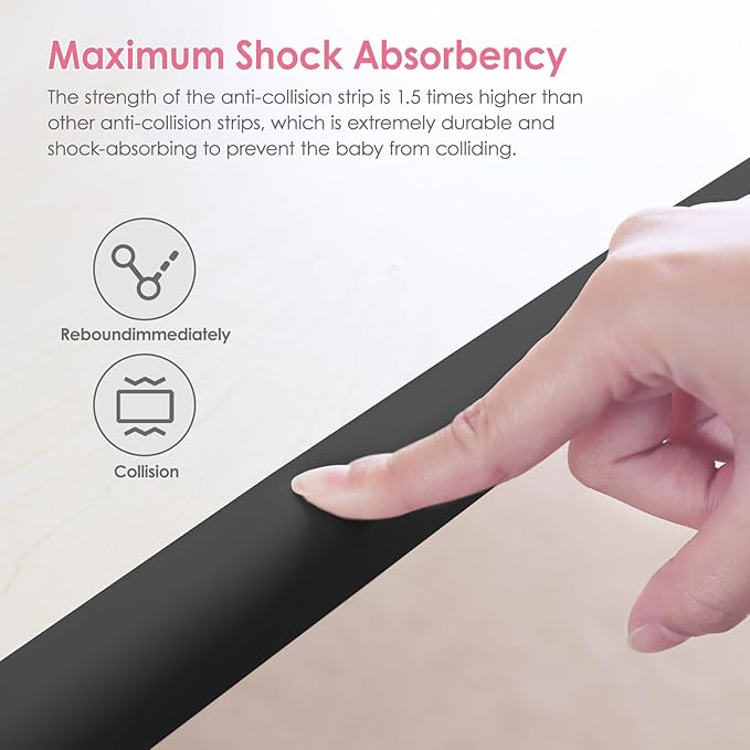 Baby Proofing Corners and Edges Protector Guards (16.5FT Edge +8 Corners), Soft Rubber Foam Edge Protector with Removable Double Sided Tapes, Furniture Table Bumper Guard for Baby Safety-Black-CubbioJoy