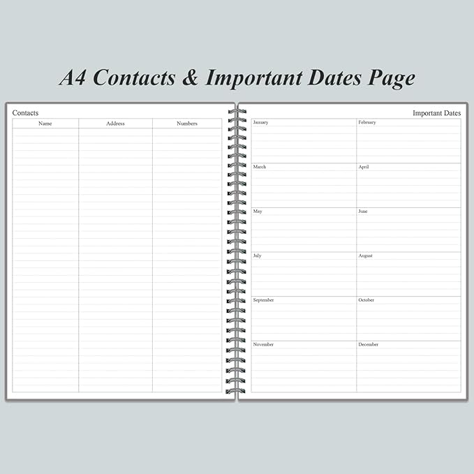 Daily Planner Undated - A4 To Do List Notebook Hourly Schedules, Spiral Appointment Planner for Women and Men,PVC Hardcover, Inner Pocket, Elastic Closure, 8.5" x 11", Grey-CubbioJoy
