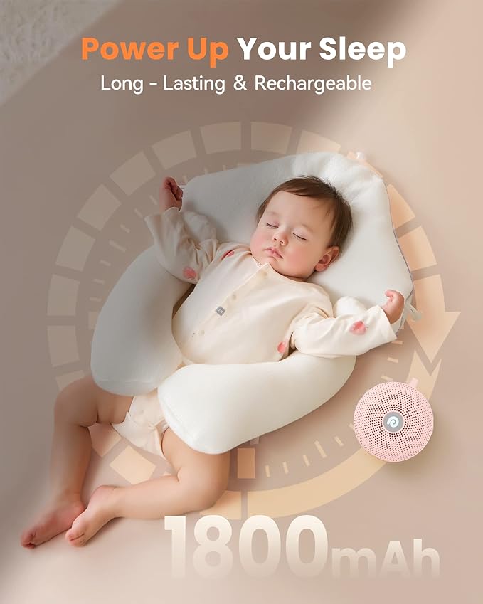 Dreamegg Sound Machine - Portable Sound Machine for Baby Adult, Features Powerful Battery, 21 Soothing Sound, Noise Canceling for Office & Sleeping, Sound Therapy for Home, Travel, Gift-CubbioJoy