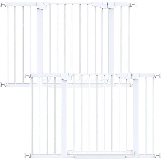 Cumbor 2 Pack 29.7"-48" Baby Gate for Stairs, Mom's Choice Awards Winner-Dog Gate for Doorways, Pressure Mounted Auto-Close Pet Gates for Dogs Indoor, Safety Child Gate with Easy Walk Thru Door,White-CubbioJoy