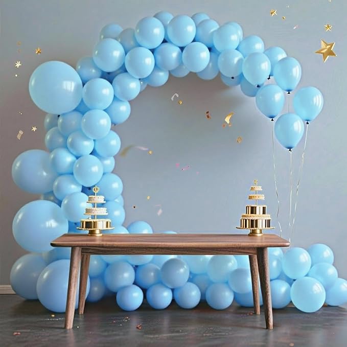 140pcs Light Blue Round Balloons Different Sizes 18 12 10 5 Inch Latex Balloons for Arch Decoration Party Balloon Kit for Graduation Birthday Party Wedding Balloon Baby Shower Decoration-CubbioJoy