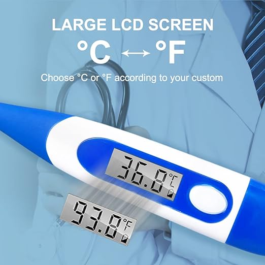 Berrcom Digital Thermometer for Adults, Oral and Underarm Thermometer for Baby and Kids Medical Thermometer with Fever Alarm Rectal Thermometer with Soft Tips-CubbioJoy