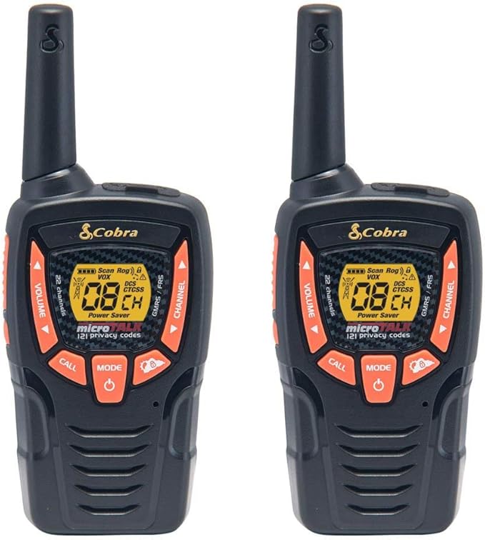 Cobra ACXT345 Weather-Resistant Walkie Talkies - Rechargeable, 22 Channels, Long Range 25-Mile Two-Way Radio Set (2-Pack)-CubbioJoy
