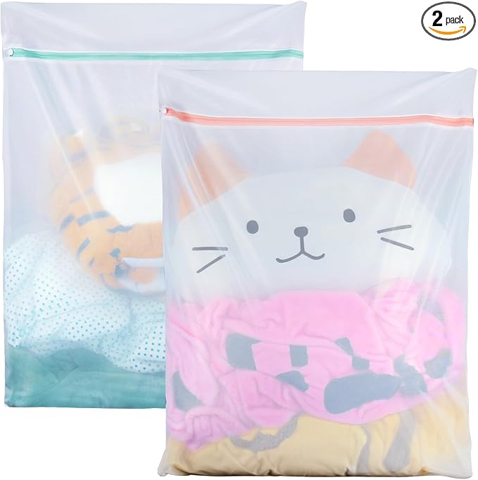2 Pack Delicates Bag for Washing Machine, 31 x 23 inch Oversize Fine Mesh Laundry Bags for Lingeries, Sweaters, Bed Sheet, Stuffed Toys-CubbioJoy