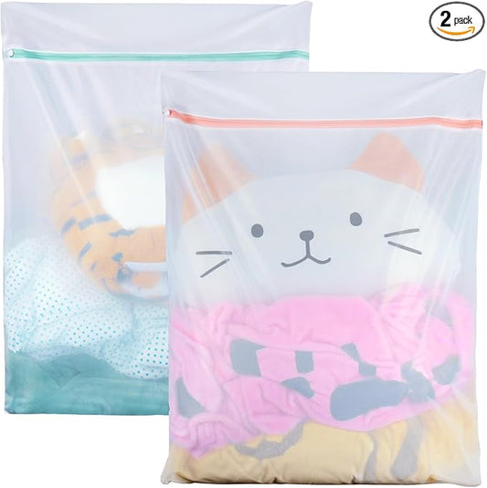2 Pack Delicates Bag for Washing Machine, 31 x 23 inch Oversize Fine Mesh Laundry Bags for Lingeries, Sweaters, Bed Sheet, Stuffed Toys-CubbioJoy