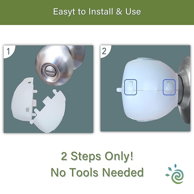 Child Proof Door Knob Covers, Door Knob Safety Cover for Kids, Baby Proof Safety Locks for Doors, 4 Pack/White-CubbioJoy