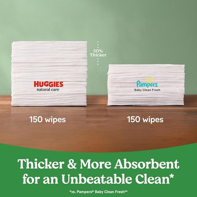 Huggies Natural Care Sensitive Baby Wipes, Unscented, Hypoallergenic, 99% Purified Water, 1 Flip-Top Pack (56 Wipes Total)-CubbioJoy