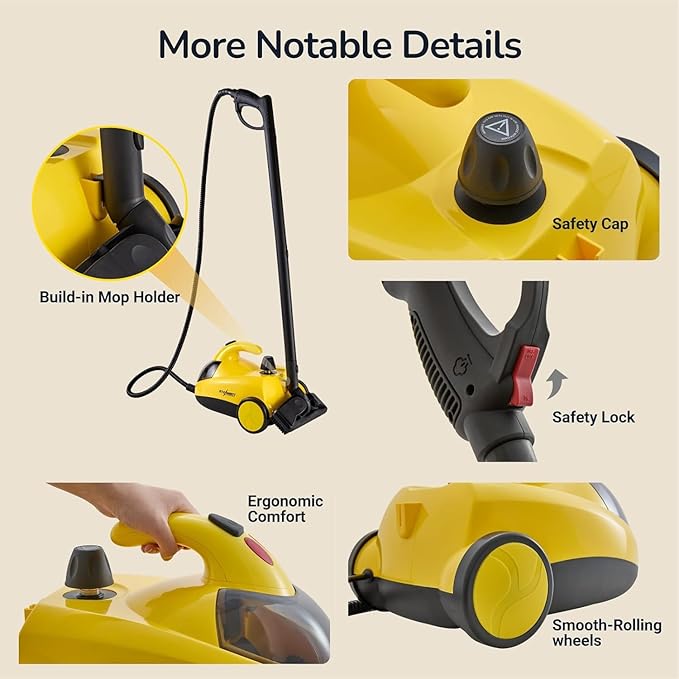 37-in-1 Steam Cleaner mop for Home & Car, 2L Water Tank, 4.3ft Hose, Deep Steam Cleaning for Floors, Tiles, Grout, Windows, Kitchen, Living Room – Multi-Surface Steamer-CubbioJoy