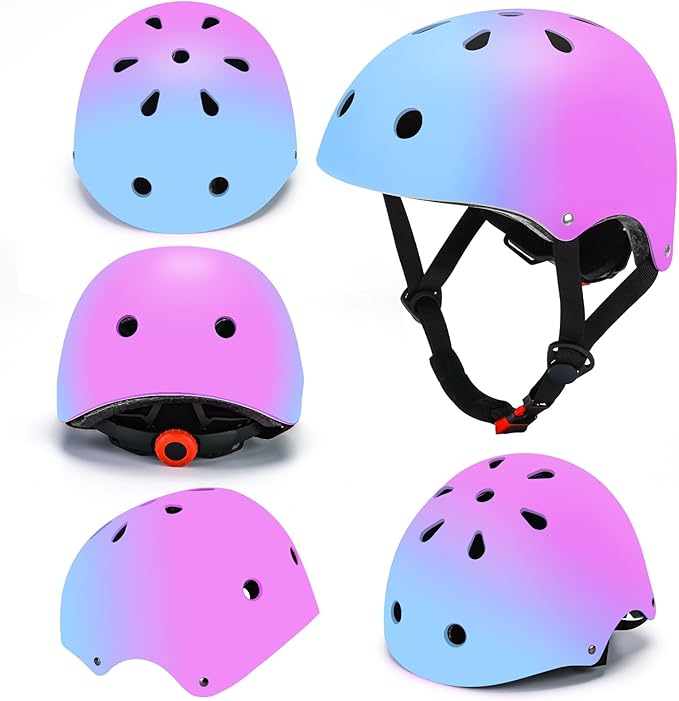 Color Gradient Adjustable Kids Bike Helmet Toddler Skateboard Helmets Boys Girls Child Ventilation Helmet for Multi-Sports Skating Cycling Scooter Balance-CubbioJoy