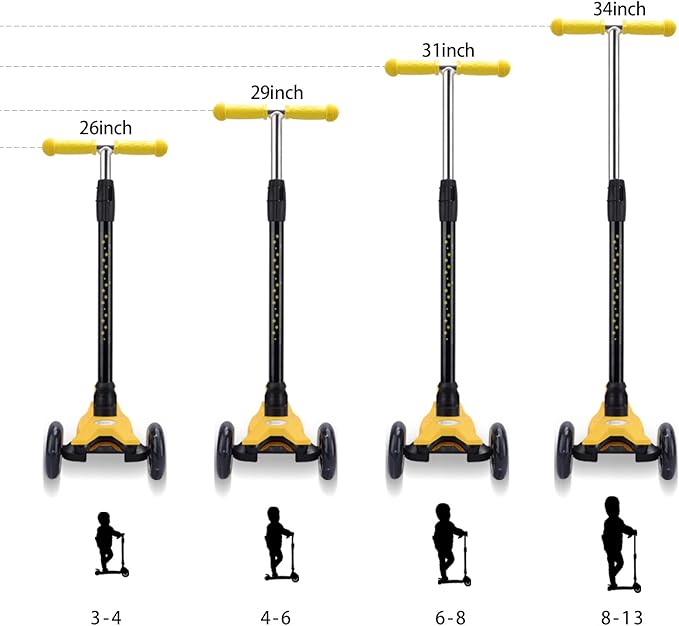 3 Wheel Scooter for Kids Ages 6-12,Kids Scooter with Light Up Wheels, Sturdy Deck Design, and 4 Height Adjustable Suitable for Kid Ages 3-12-CubbioJoy