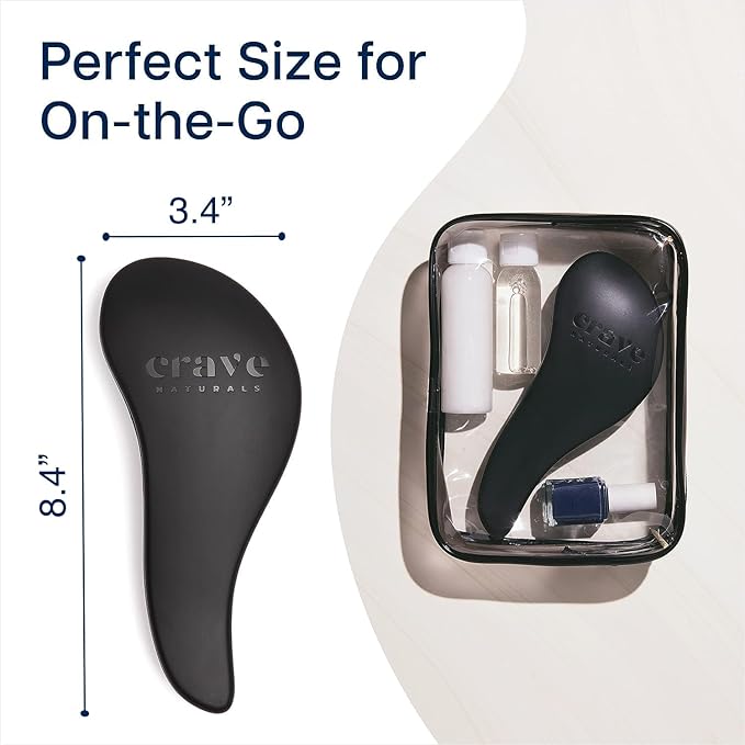 Crave Naturals Biggie Glide Thru Hair Brush - Detangler Brush for Curly, Straight, Wet or Dry Hair - Gentle Detangling Brushes for Adults, Kids, Toddlers - Hair Accessories for Women, 8.4x3.4 - Black-CubbioJoy