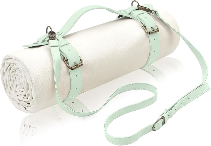 4’9” x 6’3” White Lightweight Water-Resistant Canvas Mat – Picnic, Outdoor, Beach, Park, Camping, Toy Mat-CubbioJoy