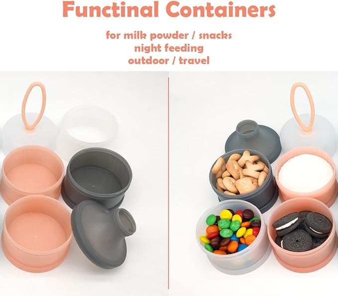 Baby Formula Dispenser, Formula Container, Portable Milk Powder Dispenser Container, Baby Feeding Travel Storage Container, Non-Spill Stackable Baby Snack Storage Container, BPA Free, 2 Packs-CubbioJoy