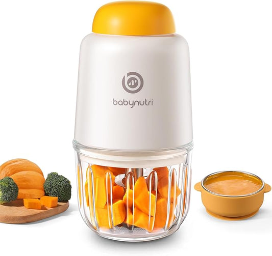 Baby Food Processor – Puree Blender with Glass Bowl, Stainless Steel Blades, BPA-Free, One-Touch Control, Easy to Clean, Quiet Operation, Ideal for New Parents, 10oz-CubbioJoy