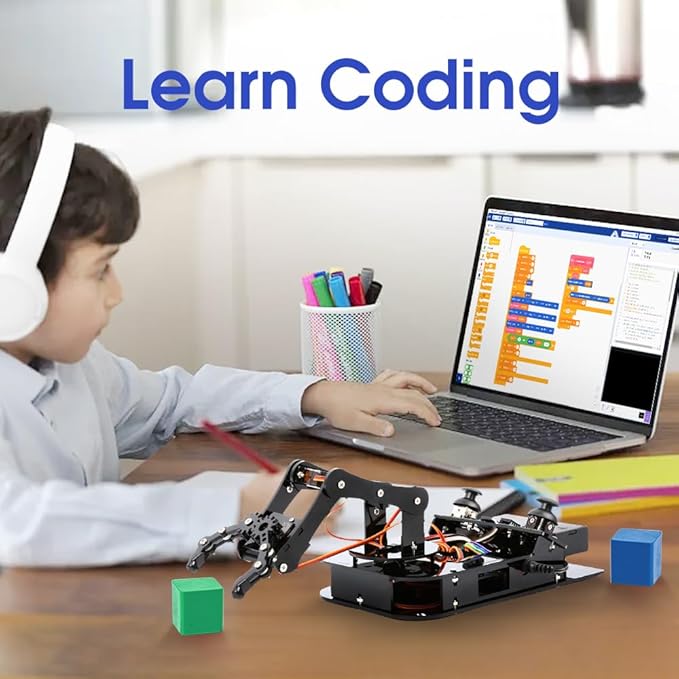 4 DOF ESP32 Robotic Arm Kit for Kids 8-12, Robotics Kit App Remote Control Robot Toys Compatible with Arduino, STEM Educational DIY Robot Arm Kit Gift for Teenagers & Adults-CubbioJoy