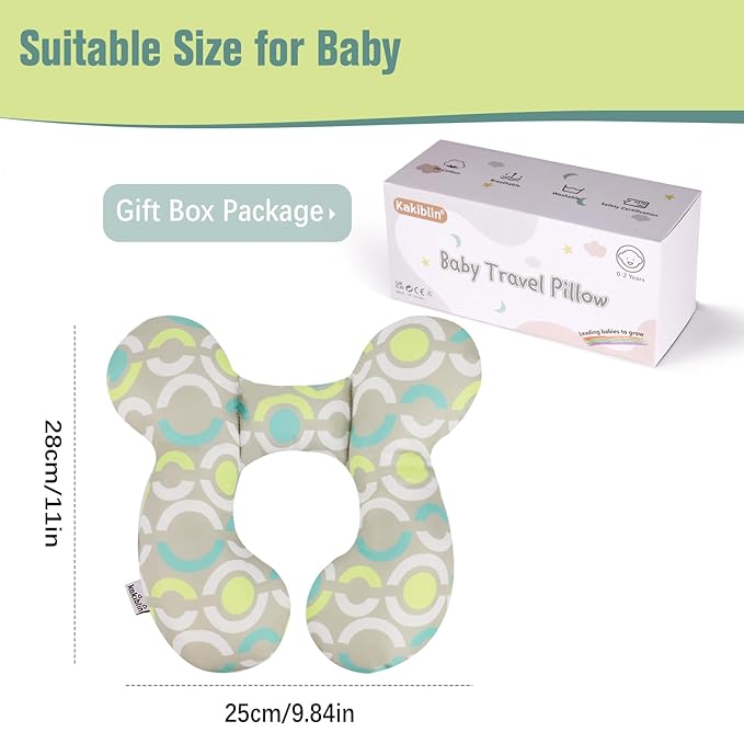 KAKIBLIN Baby Travel Pillow,Neck Pillows for Car Seat,Upgraded Baby Head Pillow,Toddler Head and Neck Support Pillow for Car Seat, Pushchair,Travel (Circle)-CubbioJoy