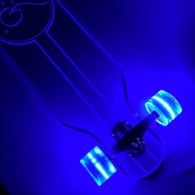 Clear Longboard Skateboard - Transparent Acrylic Long Boards with Light-Up LED Wheels for Smooth Rides - Ride The Streets in Style with Longboard Built for Beginners & Pros Alike-CubbioJoy
