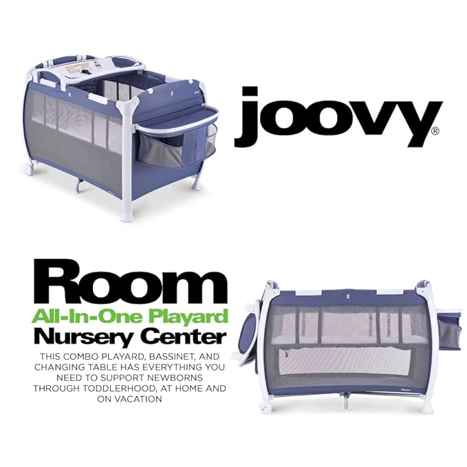 Joovy Room-Playard, Nursery Center, Bassinet, Changing-Table, Slate-CubbioJoy