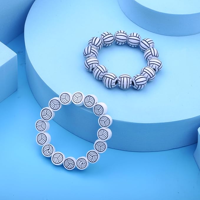 1600PCS Volleyball Sports Ball Polymer Clay Beads Charms for Friendship Bracelets Making Kit Cute Fun Beads DIY Arts Crafts Birthday Gifts for Kids Girls Volleyball Bead-CubbioJoy