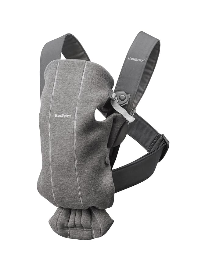 BabyBjörn Baby Carrier Mini, Dark Gray, 3D Jersey Infant Carrier (7-25 lbs), Ergonomic, Easy-to-Use-CubbioJoy
