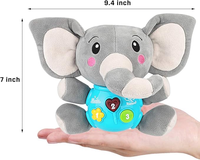 Aitbay Plush Elephant Music Baby Toys 0 to 6 Months, Cute Stuffed Animal Light Up Baby Toys Newborn Baby Musical Toys for Infant Babies Boys & Girls Toddlers 6 to 12 Months-CubbioJoy