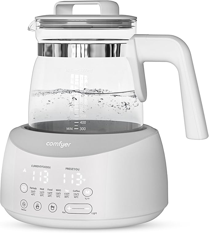 Bottle Warmer comfyer, Baby Bottle Warmer with Night Light & Faster Cooling Fan, Instantly Water Warmer, Tea Kettle Electric with 6 Temperature Control Presets, Feed Baby More Easier and Healthier-CubbioJoy