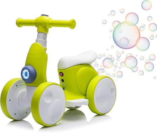 6V Electric Baby Balance Bike for 1 Year Old Boys Girls Ride on Toys 12-48 Months Toddler Balance Bike, 4 Wheels Kids First Bike with Remote Control First Birthday Gifts- Cyan-CubbioJoy