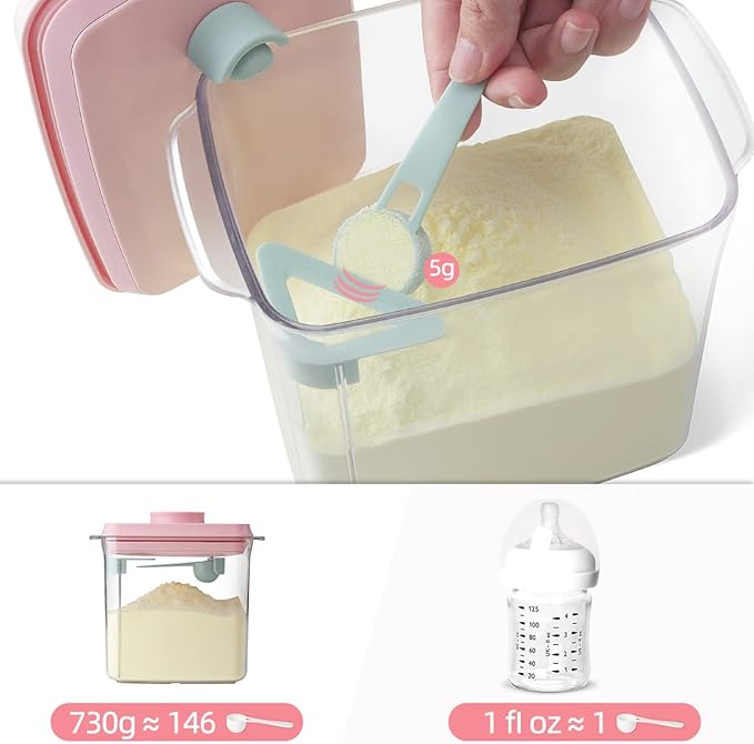 Ankou Formula Container - 1700ml Airtight Formula Dispenser One Button Handy Milk Powder Container BPA-Free Storage Containers with Scoop and Scraper Transparent 730g-CubbioJoy