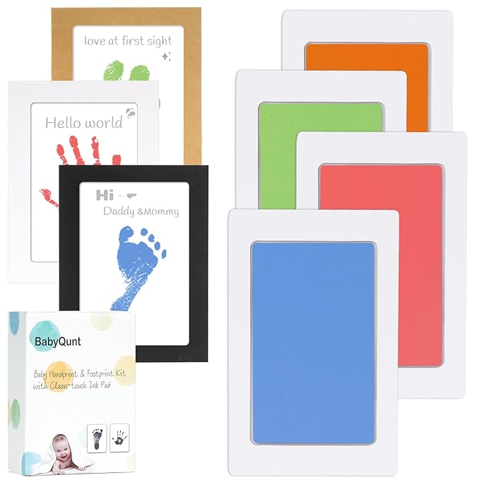 Inkless Baby Hand and Footprint Kit,Clean-Touch Ink Pad Kit,Safe No Mess Printing Infant Hand Foot Stamp,4 Pack Newborn Inkless Print Pads Best Keepsake or Gifts for Family-CubbioJoy