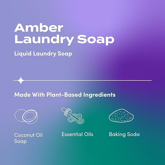 Indigo Wild Zum Clean Laundry Soap - Plant-Based Liquid Laundry Soap - Contains Baking Soda, Essential Oils & Saponified Coconut Oil - Amber - 64 fl oz-CubbioJoy