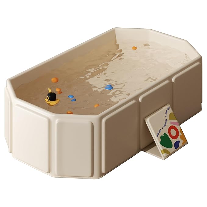 Baby Foldable Kids Bathtub for Infants to Toddler with Non-Slip Base,Easy Storage,Perfect for Small Spaces,White-CubbioJoy