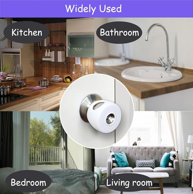 Child Proof Door Knob Covers, 4Pack Door Knob Safety Cover for Kids, Door Locks for Kids Safety, Toddler Door Knob Cover-CubbioJoy