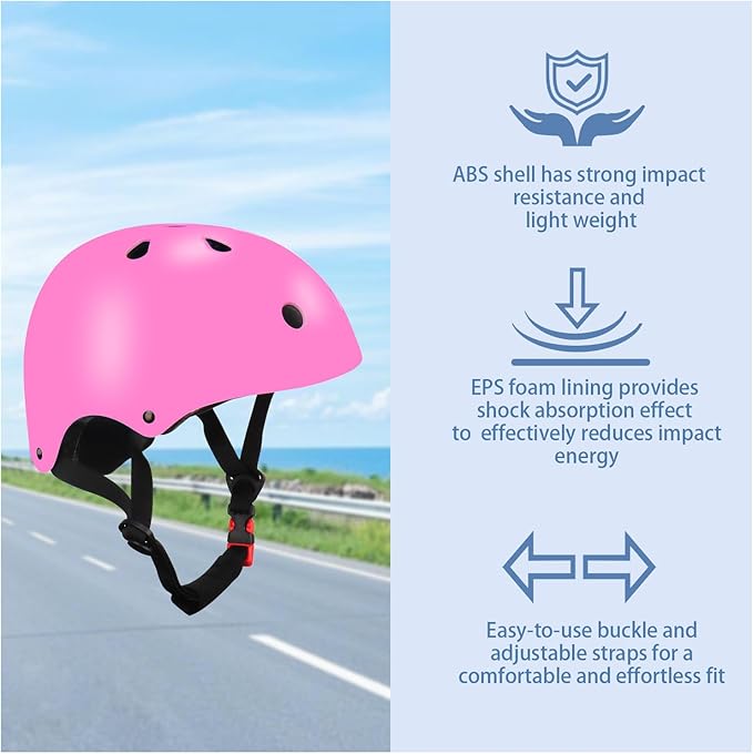 Color Gradient Adjustable Kids' Helmet with Knee & Elbow Pads Set | Multi-Sport Safety Gear for Boys & Girls Ages 5-14 | Skateboarding, Scooters, Roller & Inline Skating, Longboarding-CubbioJoy