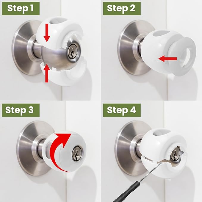 Child Safety Door Knob Covers Reusable Baby Proof Door Knob Locks Baby Proof Door Handle Protector for Kids Universal Fit Easy Grip Lockable Design No Tools Needed (10 Pcs)-CubbioJoy