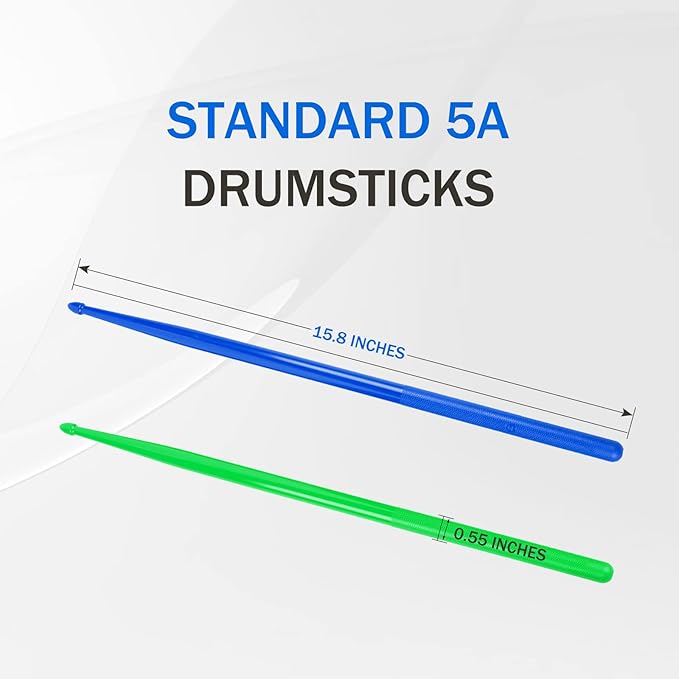 5A Nylon Drumsticks for Kids Adults: Light Durable Drum Sticks Blue Green with Anti-Slip Handles for Electronic Drums Exercise Percussion Accessories (2 Pairs)-CubbioJoy