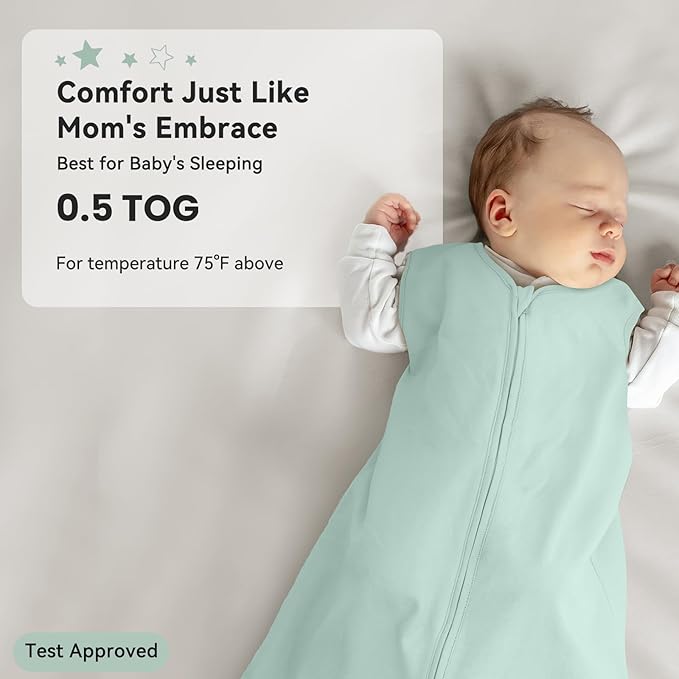 Baby Sleep Sack 0-6 Months 0.5 Tog Wearable Blanket Baby, 3 Pack 100% Cotton Lightweight Sleeping Sack with 2-Way Zipper for Newborn Infant Excavator-CubbioJoy