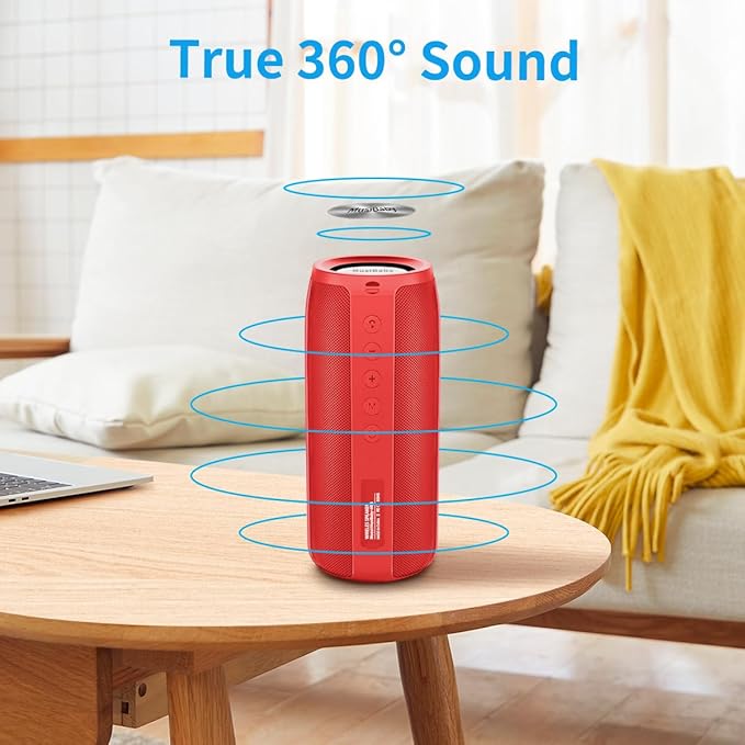 Bluetooth Speaker,MusiBaby M88 Speakers,Dual Pairing, Bluetooth 5.3,Loud Stereo Sound,Booming Bass,30H Playtime for Home& Outdoor Party,Beach,Portable Speaker,Gifts(Red)-CubbioJoy