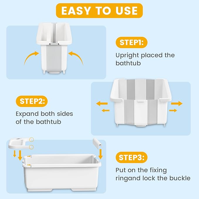 Collapsible Baby Bathtub with Smart Temperature Display, Portable Travel Bathtub, Ideal for 0-36 Months Infants-CubbioJoy