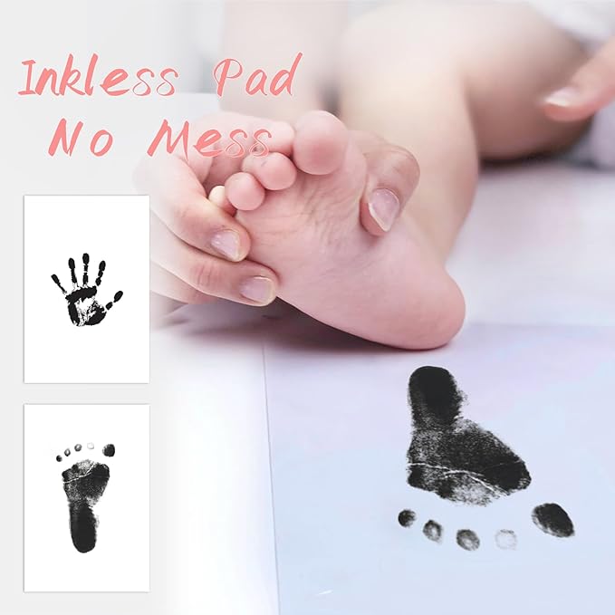 4-Pack Baby Footprint Kits,Inkless Hand and Footprint Kit,Clean Touch Baby Handprints and Footprints Kits,No Mess Ink Pad for Baby Hand and Footprints,Baby Shower Gifts for New Moms-CubbioJoy
