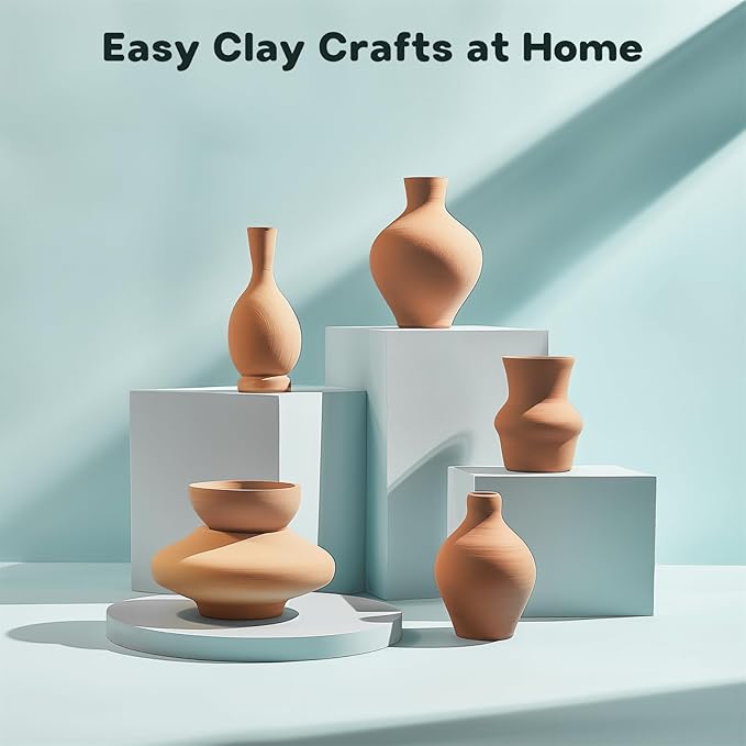 Alldeer Mini Pottery Wheel Kit - 4.7" Turntable Electric Clay Wheel with Foot Pedal, Adjustable Speed Ceramic Making Machine with 8 Pottery Shaping Tools, Craft Kits for Kids-CubbioJoy