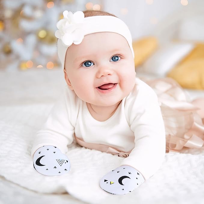 6 Pairs Newborn Baby Mittens No Scratch Gloves Infant Toddler Anti Scratch Essentials Unisex Cotton for 3-9 Months Girls Boys (Gray Series, Cool)-CubbioJoy