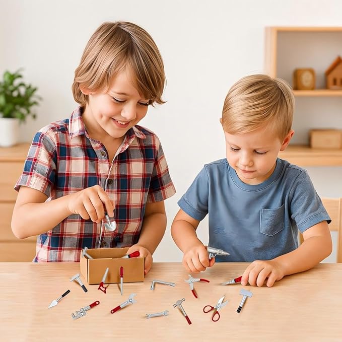 17PCS 1:12 Miniature Doll House Tools Metal Home Repair Multi-Tool Model Set Fun for Party Dollhouse Decoration Accessories Mini Yard Supplies Creative Pretend Toy (Tool)-CubbioJoy