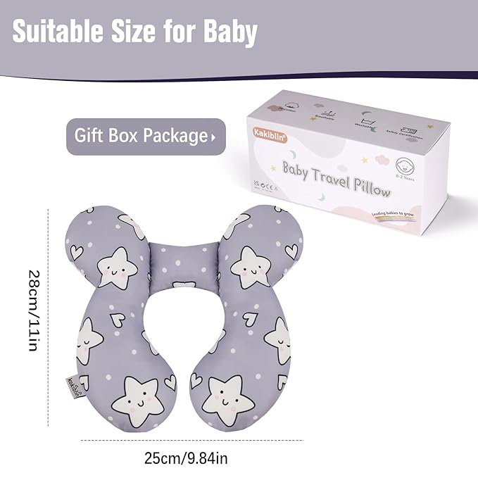 KAKIBLIN Baby Neck Pillow,Upgraded Baby Support Pillow, Head Pillow,Travel Pillow for Car Seat,Pushchair,Travel (Star)-CubbioJoy