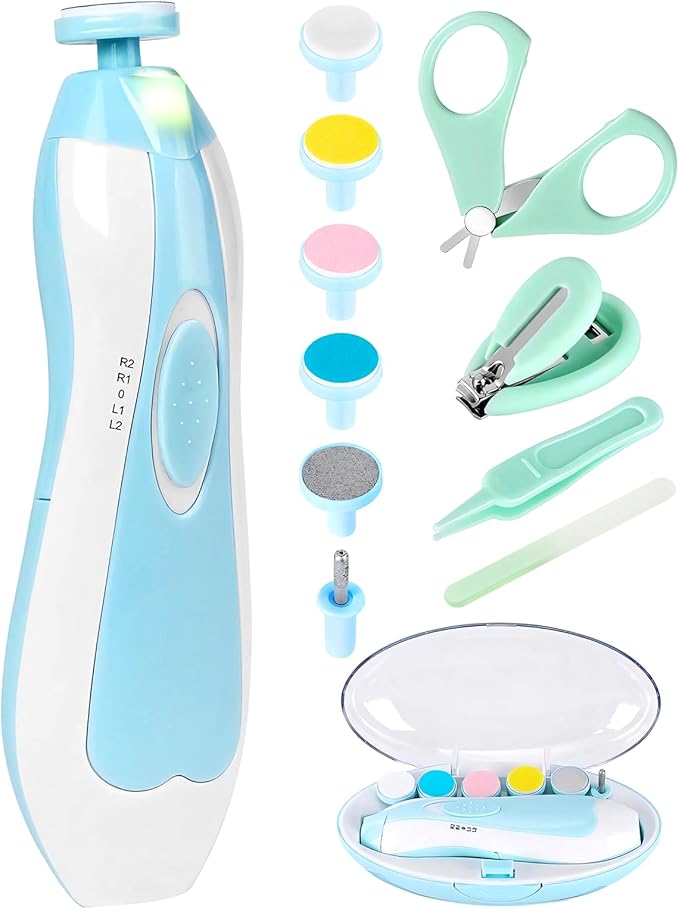 Baby Nail Trimmer Electric-12 in 1 Baby Nail Clippers Safe Baby Nail File Kit with a Nail Clipper, Scissor, Tweezers, and Nail Files-CubbioJoy