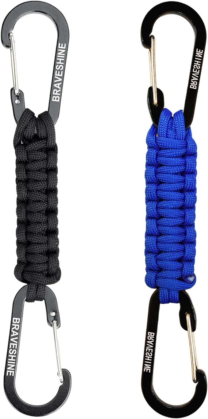 BRAVESHINE Paracord Keychain Carabiner Clip, D Ring Lanyard Hanger Stroller Hook for Water Bottle, Key, Backpacks, Men, Women-CubbioJoy