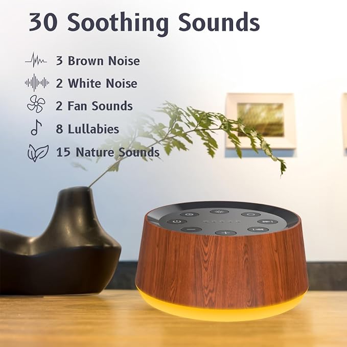 Brown Noise Sound Machine with 30 Soothing Sounds 12 Colors Night Light White Noise Machine for Adults Baby Kids Sleep Machines with 36 Volume Levels Memory Function 5 Timers for Home Office Travel-CubbioJoy