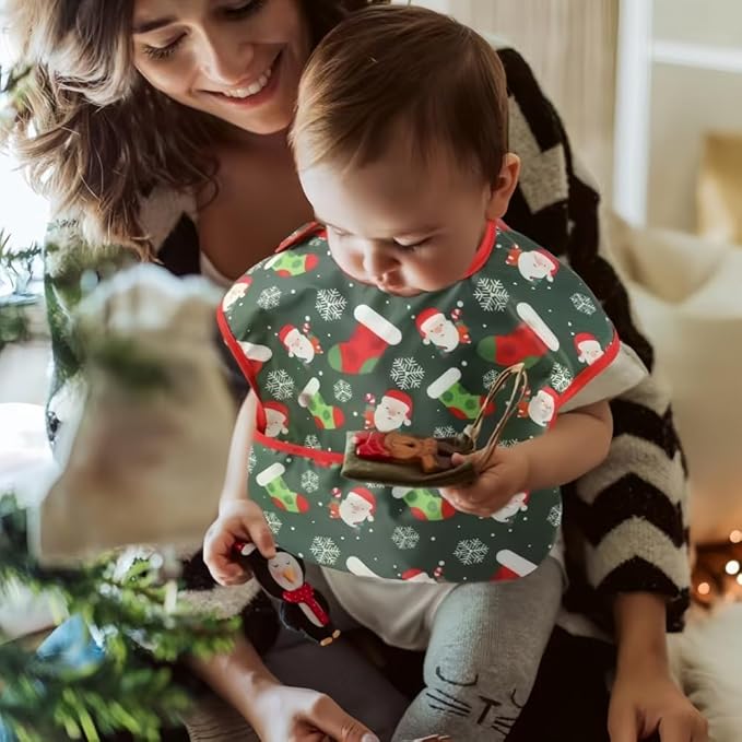 Baby bibs Waterproof Toddler bib - Feeding bib with Pocket for Infant Boy Girl Washable 6-36M-CubbioJoy